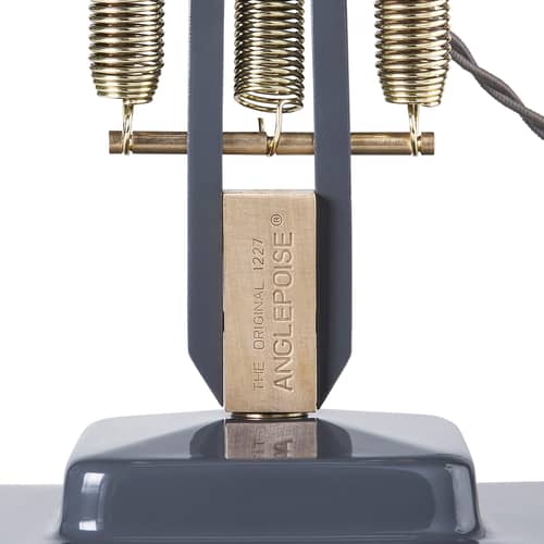 Tischleuchte Original 1227 metall grau / Messing - Neuauflage 1930\'. - Anglepoise - Grau Elefantengrau / Messing Fittings - Aluminium, Gusseisen, Messing