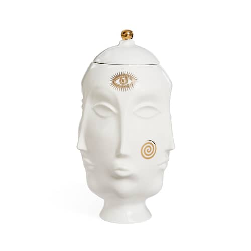 Vase Gilded Muse frida keramik weiß gold / Ø 24 x H 31 cm - Mit Deckel - Jonathan Adler - Weiß & Gold - Porzellan