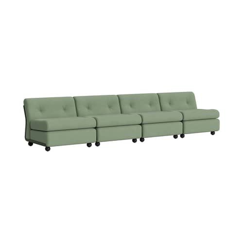 Canapé modulable Amanta / 4 places - L 317 cm / Réédition 1966, Mario Bellini - Hay - Vert (tissu) - ABS recyclé, Mousse, Tissu