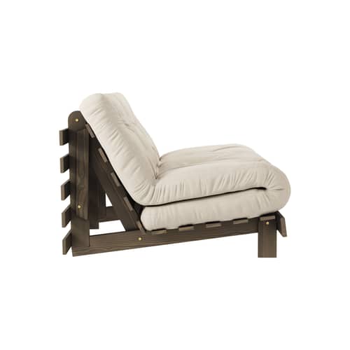 Canapé convertible Roots / L 140 cm - 3 positions / Structure marron - KARUP DESIGN - Beige 747 / Bois marron - Fibres recyclées mélangées, Mousse, Pin massif certifié FSC laqué, Tissu