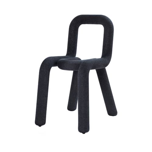 Chaise rembourrée Bold Sparkling tissu bleu / pailleté - Moustache - Bleu pailleté - Acier, Mousse polyuréthane, Tissu