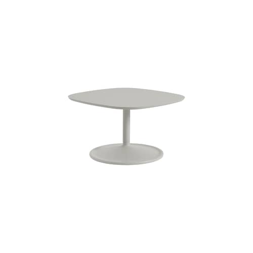 Couchtisch Soft holz grau / 70 x 70 x H 42 cm - Muuto - Grau (Linoleum) / Grauer Fuß - Gegossenes Aluminium, Holzfaserplatte, Linoleum