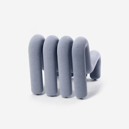 Gepolsterter Sessel Extra Bold Sofa textil blau / Sofa modulierbar - B 72 cm (4 Rohre) - Moustache - Blaugrau-Blau - Kaltschaum, Stahl, Wolle