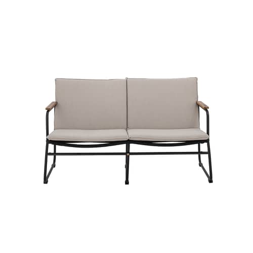 Canapé droit Hampton / L 127 cm - Corde - Bloomingville - Beige & noir - Acier, Bois d\'acacia, Corde polyester, Tissu