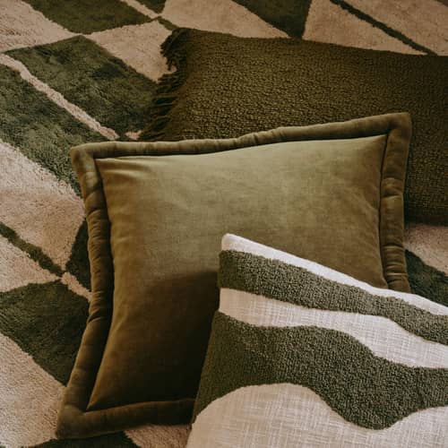 Kissenüberzug Fria textil grün / 60 x 40 cm - BROSTE COPENHAGEN - Mossgrün - Baumwolle, Polyesterfaser