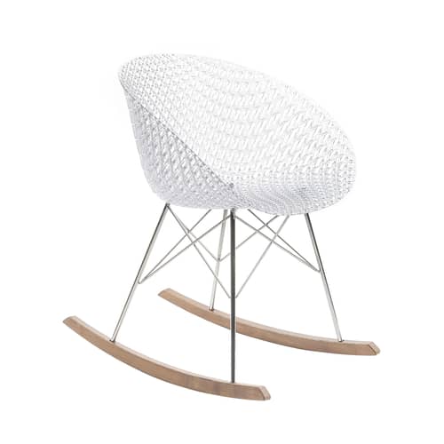 Smatrik Rocking chair plastic material transparent / Wooden furniture glides - Kartell - Crystal / Chrome / Wood - Chromed steel, Polycarbonate, Wood