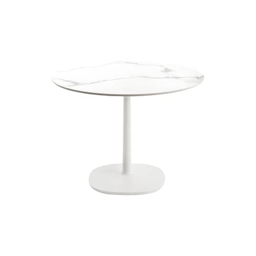 Runder Tisch Multiplo indoor/outdoor - keramik stein weiß / Marmoroptik - Ø 78 cm - Kartell - Weiß - klarlackbeschichtetes Aluminium, Steinzeug, Marmoreffekt