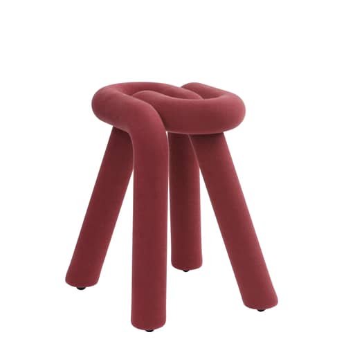 Sgabello imbottito Bold tessuto rosso marrone imbottito / Tessuto - Moustache - Castagna - Acciaio, Espanso, Tessuto