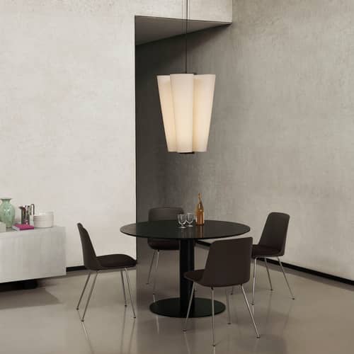 Sospensione Bella SC115 tessuto bianco / H 75 cm - &tradition - H 75 cm - Alluminio, Tela