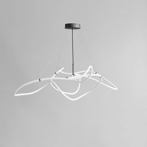 Sospensione Ghost Big LED materiale plastico bianco / 156 x 82 x H 52 cm - 101 COPENHAGEN - Bianco / Bronzo - Acrilico, Ferro