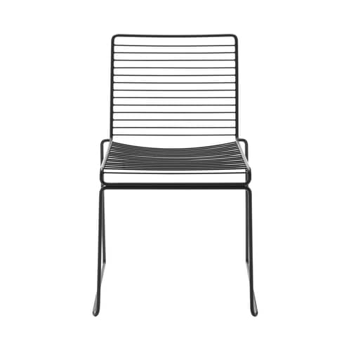 Hee Stacking chair metal black Metal - Hay - Black - Lacquered steel