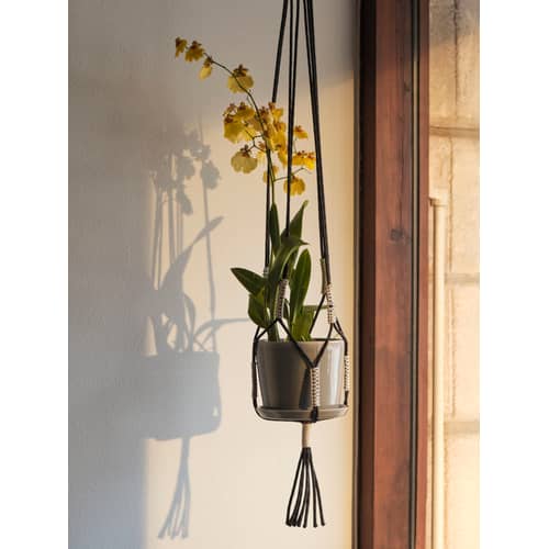 Support pour pot de fleurs Phanta tissu noir / Polyester recyclé / Seconde vie - Hay - Noir - Polyester recyclé