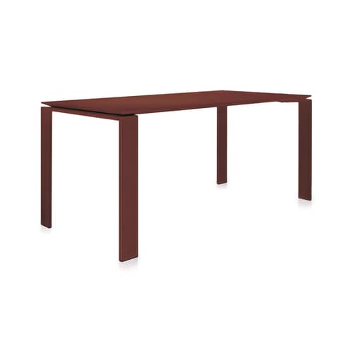 Table rectangulaire Four / 158 x 79 cm - Fenix soft touch - Kartell - Bordeaux - Acier verni, Fenix soft touch