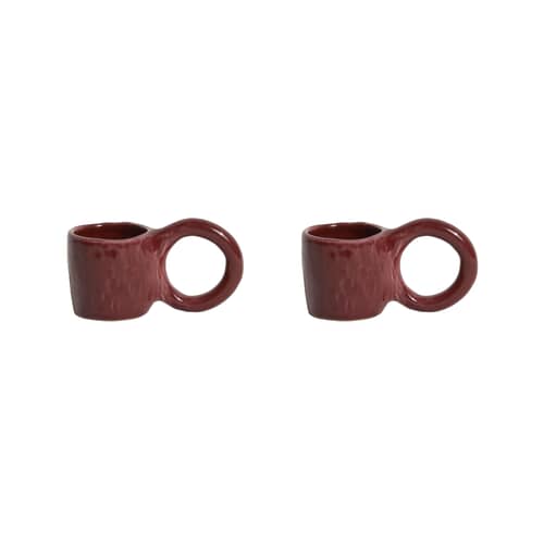 Tasse à espresso Donut Small / Ø  6 x H 5,5 cm - Lot de 2 - Petite Friture - Griotte - Faïence émaillée