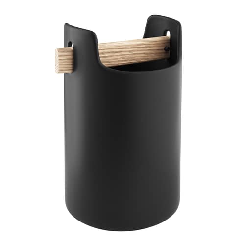 Topf Toolbox keramik schwarz / Ø 18 x H 20 cm - Keramik & Eiche - Eva Trio - Schwarz / Eiche - Keramik, massive Eiche