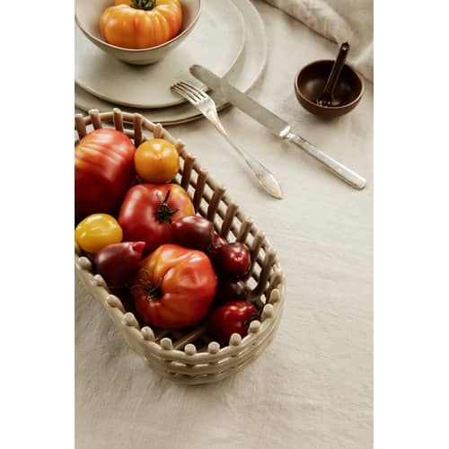 Ceramic Basket ceramic beige / Oval - 30 x 15 cm / Hand-made - Ferm Living - Cashmere beige - Glazed ceramic