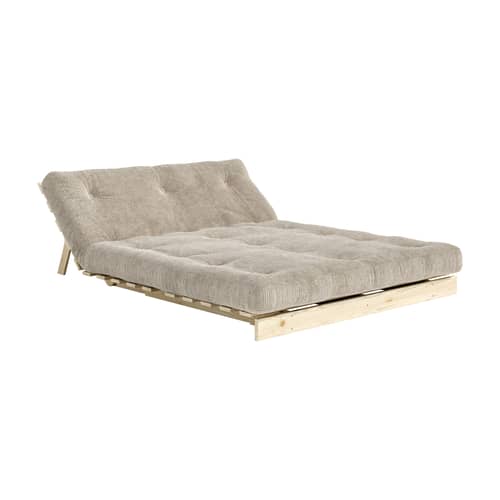 Canapé convertible Roots / L 140 cm - 3 positions couleur crème douce / Structure pin clair - KARUP - Crème douce (550, velours côtelé) / Pin clair - Mousse, Pin massif certifié FSC, Tissu