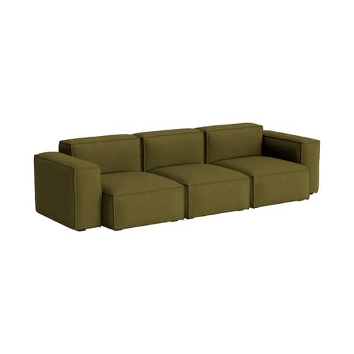 Canapé droit Mags Soft Low Armrest n°1 vert / 3 places - L 278.5 cm - Hay - Vert (tissu Steelcut 985) - Contreplaqué, Mousse polyuréthane HR, Tissu