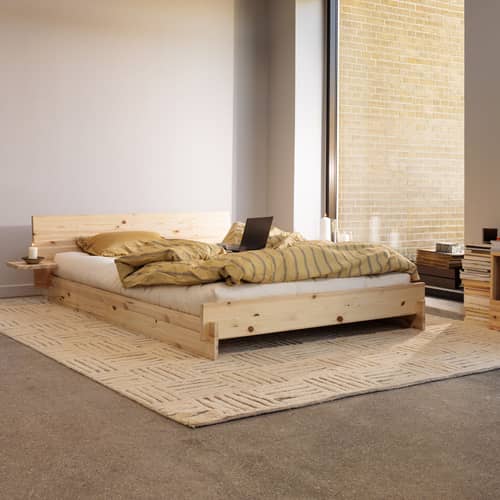 Latch Double bed natural wood / For 140 x 200 cm mattresses - Headboard with bedside tables - KARUP - For 140 x 200 cm mattresses - Solid pine