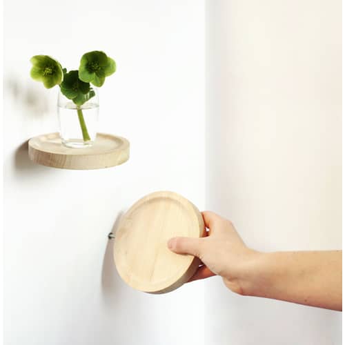 Lot de 3 étagères Balcon bois naturel / Ø 14 cm - Moustache - Lot de 3 étagères - Bois clair - Hêtre massif