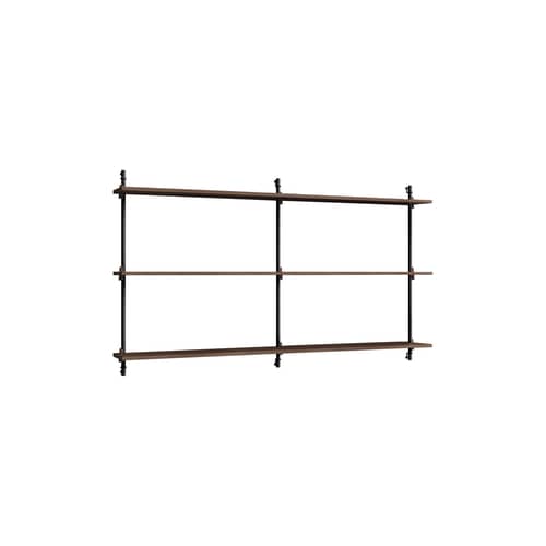Étagère Wall Shelving – ws.85.2 bois marron / L 162 x H 85 cm x Prof. 17,5 cm - MOEBE - Chêne fumé / Noir - Acier, MDF placage chêne