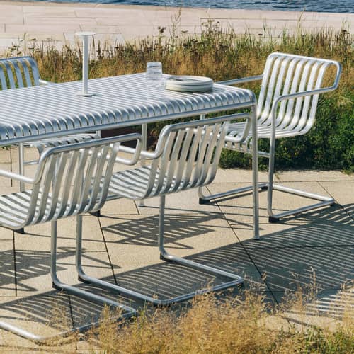 Fauteuil de repas Palissade Cantilever métal / Large - Hay - Acier galvanisé - Acier galvanisé à chaud