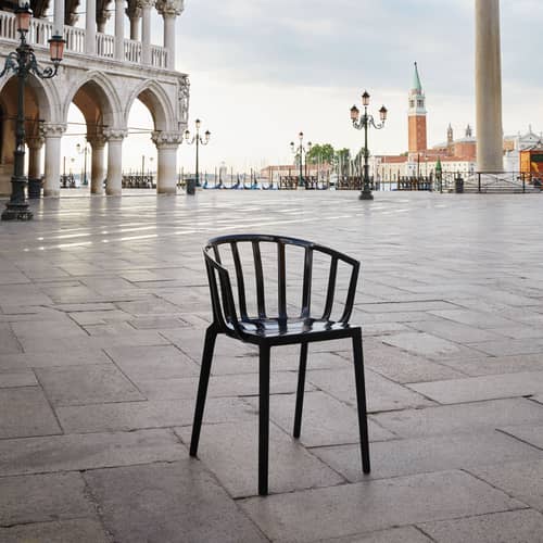 Fauteuil empilable Venice plastique noir - Kartell - Noir brillant - Technopolymère thermoplastique recyclé