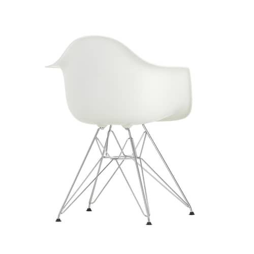 Fauteuil RE DAR - Eames Plastic Armchair / (1950) - Pieds chromés / Recyclé - Vitra - Blanc coton / Pieds chromés - Acier chromé, Plastique recyclé post-consommation