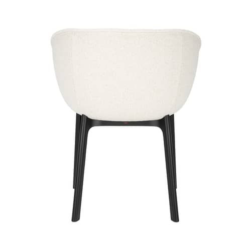 Fauteuil rembourré Charla tissu blanc / Tissu bouclé - Kartell - Blanc (tissu bouclé Orsetto) / Pieds noirs - Polyuréthane expansé, Technopolymère thermoplastique recyclé, Tissu bouclé