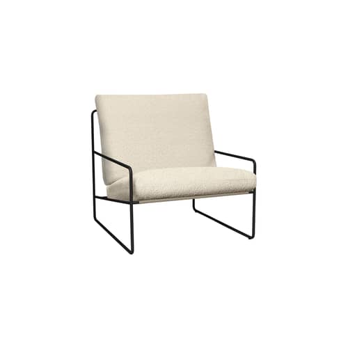 Fauteuil rembourré Desert tissu blanc - Ferm Living - Blanc cassé (tissu Pure Bouclé) / Noir -  Ouate, Acier galvanisé, Mousse, Tissu bouclé outdoor