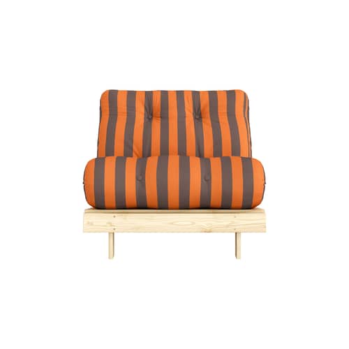 Fauteuil convertible Roots tissu orange / Dormeuse & lit d\'appoint - 3 positions / Structure pin clair - KARUP - Rayé orange / Marron (423) - Mousse, Pin massif certifié FSC, Tissu