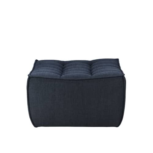 Pouf N701 / 70 x 70 cm - Ethnicraft - Bleu (tissu) - Bois, Mousse, Tissu