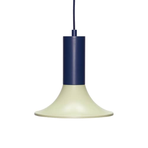 Luminary Pendant metal green / Ø 25 cm - HÜBSCH - Light green / Dark blue - Lacquered iron