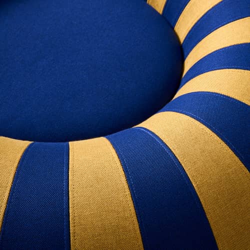 Pouf d\'extérieur gonflable Float Small tissu multicolore / Ø 80 cm - STUDIO ABOUT - Bleu foncé / Ocre - Caoutchouc, Tissu polyester