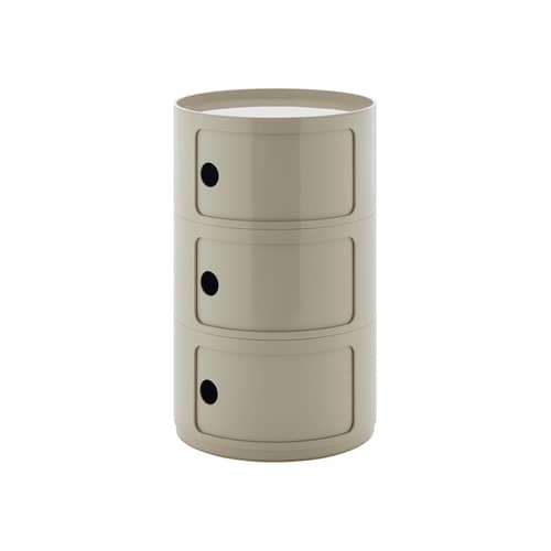 Rangement Componibili New Big plastique gris / 3 tiroirs - Ø 42 x H 69,5 cm - Kartell - Gris tourterelle - ABS
