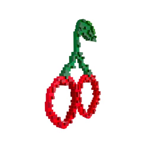 Specchio murale Pixel - Cherries legno rosso / 70 x 76 cm - Seletti - Cherry - MDF, Vetro