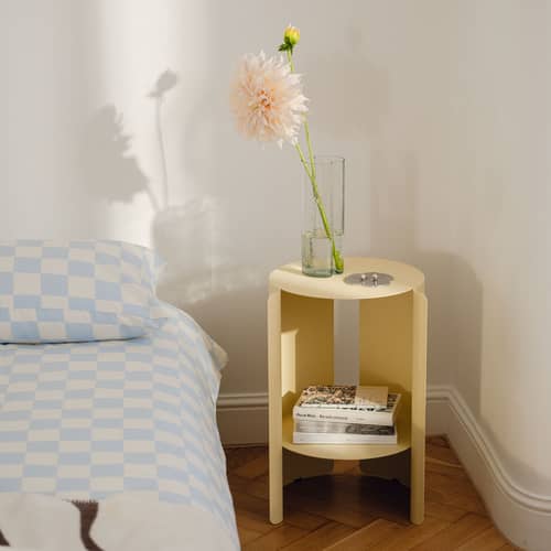 Table d\'appoint Wa métal jaune / Ø 32 x H 50 cm - NOO.MA - Jaune beurre - Acier thermolaqué