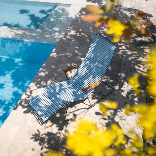 Transat inclinable Click Sunrocker plastique bleu / 2 positions - Houe - Bleu Dusty - Acier thermolaqué, Bambou, Polypropylène