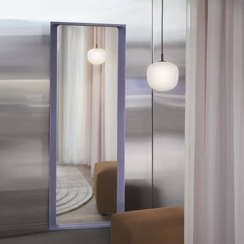 Arced Wall mirror wood purple / 170 x 61 cm - Muuto - Light Lilac - Glass, Lacquered spruce wood