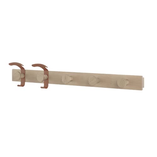 Wandgarderobe Avail holz natur / L 87,5 cm - Muuto - Eiche / Haken kupferbraun - Stahl