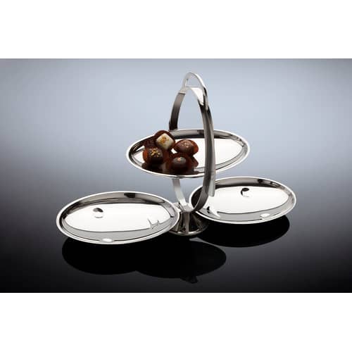 Anna gong Tray metal Foldable - 3 compartments - Alessi - Mirror polished steel - Stainless steel