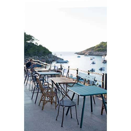 Banc avec dossier Luxembourg métal bleu / 3 places - L 118 cm - Fermob - Bleu Acapulco - Aluminium laqué