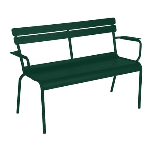 Banc avec dossier Luxembourg métal vert / 2 places - L 131 cm - Fermob - Vert cèdre - Aluminium