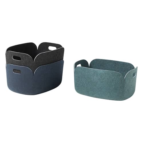 Restore Basket textile black Felt - 35 x 48 cm - Muuto - Black-grey - Recycled felt