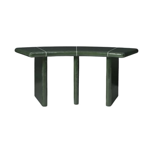 Deya Bench stone green / Curved - L 110 cm - Ferm Living - Dark green - Glass fibre reinforced concrete (GFRC)