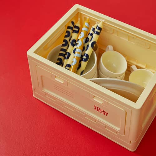 Boîte Box Medium plastique jaune / 40 x 29 x H 23,7 cm - Empilable - STUDIO ABOUT - Jaune clair - Polypropylène