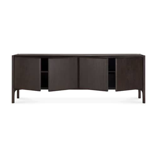 Buffet PI bois marron / L 230 x H 83 cm - Ethnicraft - Teck brun foncé - Teck massif teinté