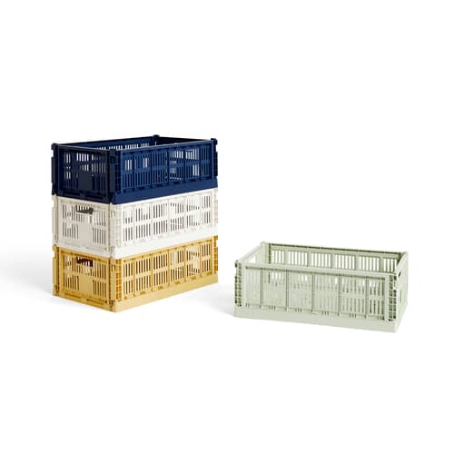 Cestino Colour Crate materiale plastico bianco beige Large / 34,5 x 53 cm - Recyclé - Hay - Blanc cassé - Polipropilene riciclato