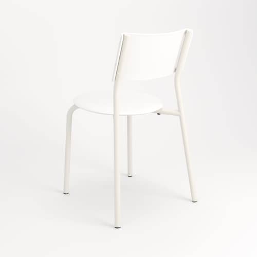 Chaise empilable SSDr Outdoor blanc / Pour l\'extérieur - Recyclé - TIPTOE - Blanc Crème - Acier thermolaqué, Polypropylène recyclé