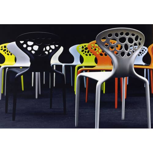 Chaise empilable Supernatural plastique blanc / Ross Lovegrove, 2005 - Moroso - Blanc - Fibre de verre, Polypropylène